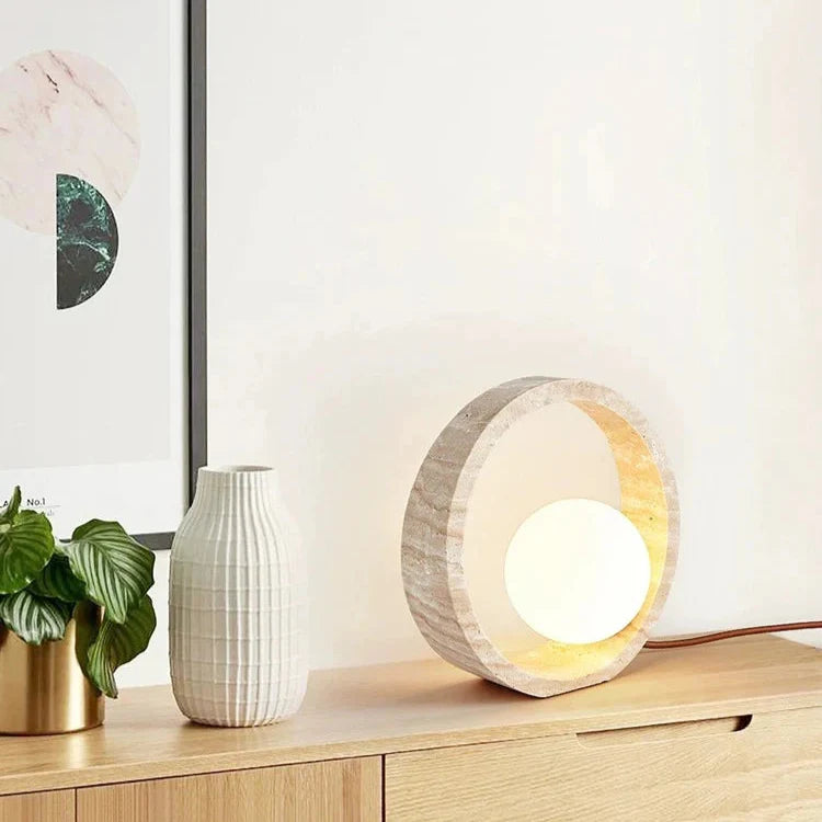 Sculptural Faux Travertine Lamp | Premium Quality