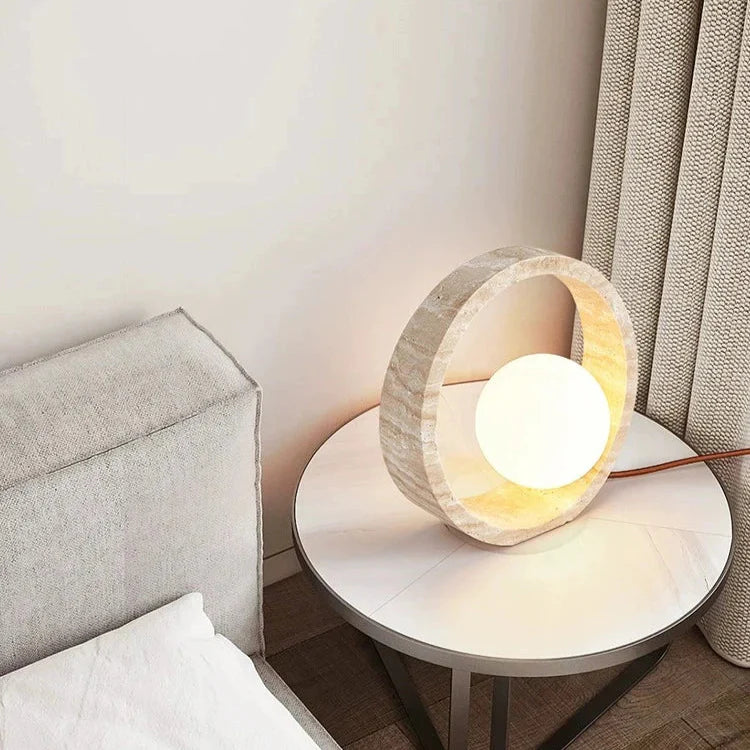 Sculptural Faux Travertine Lamp | Premium Quality